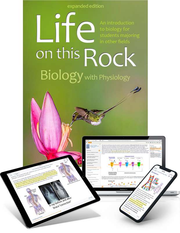 LOTR: Biology with Physiology - trubook cover image with iPad and laptop